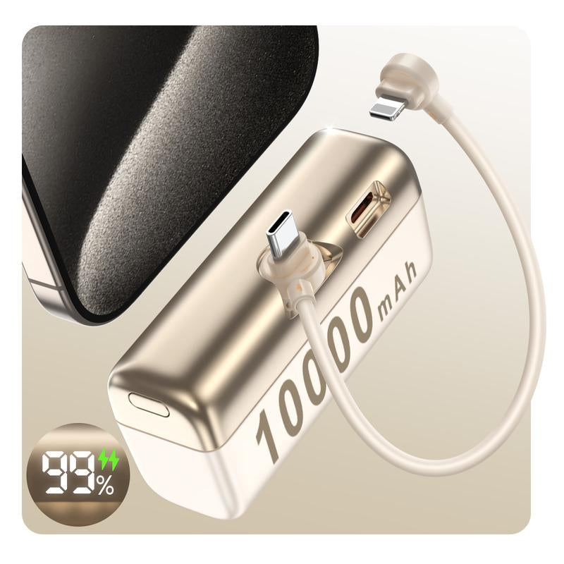 SEANCHEER P03 10000Mah Mini Power Bank Small Portable Charger Power Bank for Iphone, Fast Charging Mini Travel Essential Battery Pack Stand for Iphone,Samsung,Andriod, Light Gold