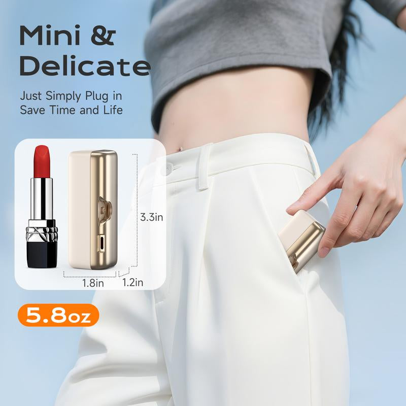 SEANCHEER P03 10000Mah Mini Power Bank Small Portable Charger Power Bank for Iphone, Fast Charging Mini Travel Essential Battery Pack Stand for Iphone,Samsung,Andriod, Light Gold